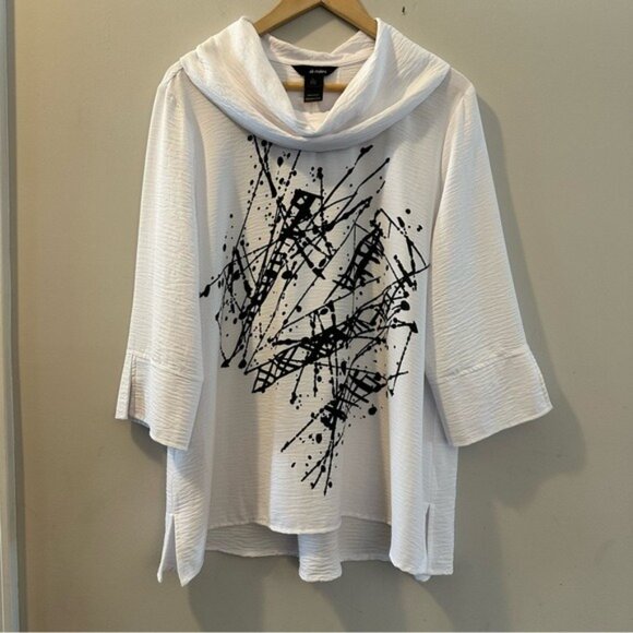 Alfred Dunner Miles Airflow Crinkle Tunic Black Abstract Print Size Large - Picture 3 of 10
